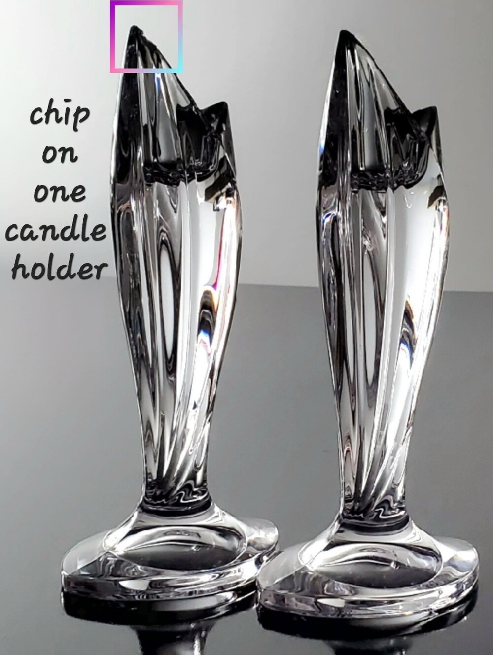 (2) Palma 6 5/8" Single Light Crystal Candlesticks Marquis Waterford
